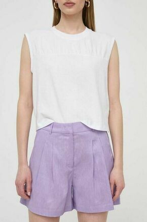 Lanene kratke hlače Silvian Heach vijolična barva - vijolična. Kratke hlače iz kolekcije Silvian Heach