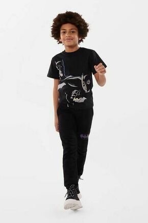 Otroška bombažna kratka majica Dkny črna barva - črna. Otroške kratka majica iz kolekcije Dkny