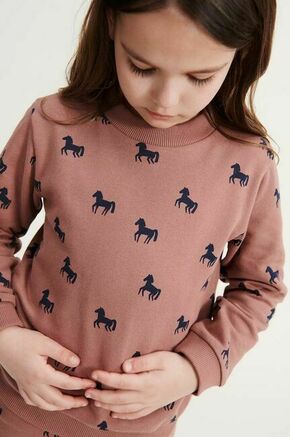 Otroški bombažen pulover Liewood bež barva - roza. Otroški pulover iz kolekcije Liewood. Model izdelan iz vzorčaste pletenine.