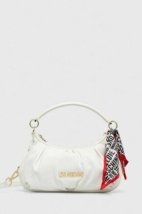 Torbica Love Moschino bela barva - bela. Velika torbica iz kolekcije Love Moschino. Model na zapenjanje