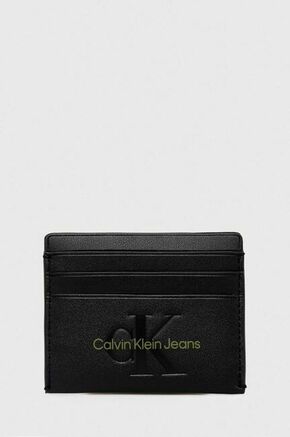 Etui za kartice Calvin Klein Jeans črna barva - črna. Etui za kartice iz kolekcije Calvin Klein Jeans. Model izdelan iz ekološkega usnja.