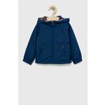 Otroška dvostranska jakna Guess - modra. Jakna iz kolekcije Guess. Nepodloženi model izdelan iz materiala v različnih barvah. Izdelek s posebnim dizajnom, ki omogoča dvostransko uporabo.