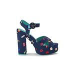 Kurt Geiger London sandali z visoko peto Embroidery Platform Navy Canvas modra 5855484339