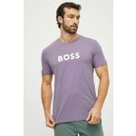 Bombažna kratka majica BOSS moški, vijolična barva - vijolična. Kratka majica iz kolekcije BOSS, izdelana iz pletenine s potiskom. Model iz zračne bombažne tkanine.