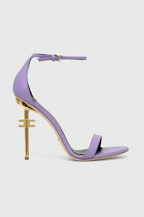 Usnjeni sandali Elisabetta Franchi vijolična barva