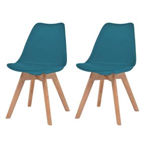 VidaXL Jedilni stol 2 kosa umetno usnje in masiven les turkizne barve