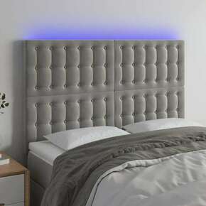 Vidaxl LED posteljno vzglavje svetlo sivo 144x5x118/128 cm žamet