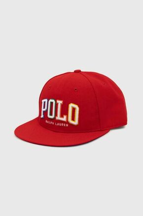 Kapa s šiltom Polo Ralph Lauren rdeča barva - rdeča. Kapa s šiltom vrste baseball iz kolekcije Polo Ralph Lauren. Model izdelan iz materiala z nalepko.