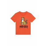 Otroška bombažna kratka majica Kenzo Kids oranžna barva - oranžna. Otroške kratka majica iz kolekcije Kenzo Kids. Model izdelan iz tanke, rahlo elastične pletenine.