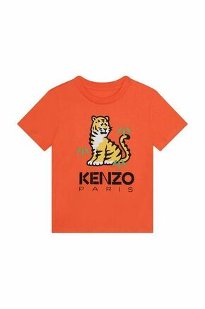 Otroška bombažna kratka majica Kenzo Kids oranžna barva - oranžna. Otroške kratka majica iz kolekcije Kenzo Kids. Model izdelan iz tanke