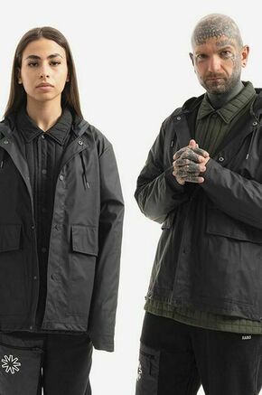 Vodoodporna jakna Rains Short Hooded Coat črna barva - črna. Vodoodporna jakna iz kolekcije Rains. Nepodložen model