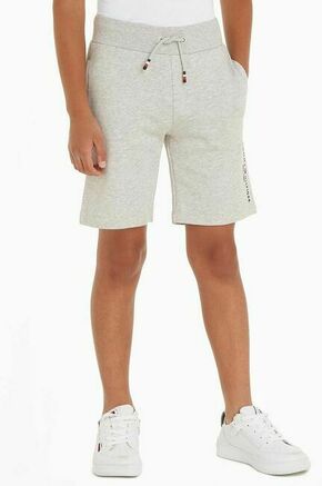 Otroške bombažne kratke hlače Tommy Hilfiger siva barva - siva. Otroški kratke hlače iz kolekcije Tommy Hilfiger. Model izdelan iz bombažne tkanine za udobje in svobodo gibanja.
