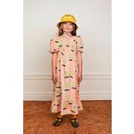 Otroška bombažna obleka Mini Rodini - roza. Otroška Lahka obleka iz kolekcije Mini Rodini. Nabran model izdelan iz vzorčaste tkanine.
