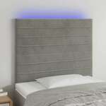 Greatstore LED posteljno vzglavje svetlo sivo 90x5x118/128 cm žamet