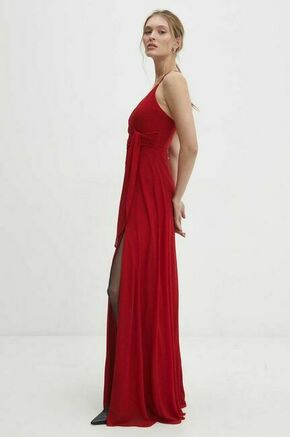 Obleka Answear Lab rdeča barva - rdeča. Elegantna obleka iz kolekcije Answear Lab. Model izdelan iz enobarvne tkanine. Model iz izjemno udobne