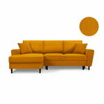 Oranžna kotna raztegljiva sedežna garnitura Kooko Home Jazz, levi vogal