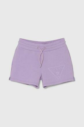 Otroške kratke hlače Guess vijolična barva - vijolična. Otroški kratke hlače iz kolekcije Guess. Model izdelan iz prožnega materiala