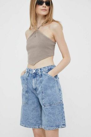 Jeans kratke hlače Calvin Klein Jeans ženski - modra. Kratke hlače iz kolekcije Calvin Klein Jeans. Model izdelan iz jeansa. Trden material