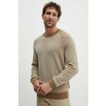 Volnen pulover BOSS moški, bež barva, 50519616 - bež. Pulover iz kolekcije BOSS. Model izdelan iz vzorčaste pletenine. Zaradi svoje visoke termoregulacijske sposobnosti vam volna pomaga ohranjati toploto, ko je hladno, in svežino, ko je toplo.
