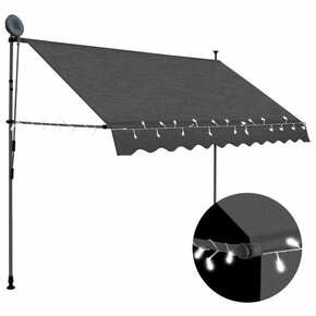Ročno zložljiva tenda z LED lučmi 250 cm antracitna