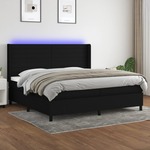 Box spring postelja z vzmetnico LED črna 200x200 cm blago - vidaXL - črna - 94,53 - 200 x 200 cm - vidaXL