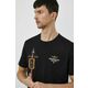 Bombažna kratka majica Aeronautica Militare moški, črna barva - črna. Kratka majica iz kolekcije Aeronautica Militare, izdelana iz pletenine z nalepko. Model iz izjemno udobne bombažne tkanine.