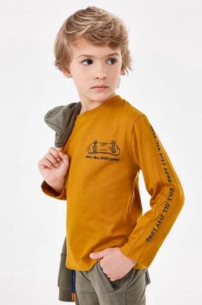 Otroška bombažna majica z dolgimi rokavi Mayoral oranžna barva - oranžna. Majica z dolgimi rokavi iz kolekcije Mayoral