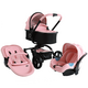 WEBHIDDENBRAND Otroški voziček Mammy Prestige 360, roza/črna, Kombinirani vozički 3 v 1
