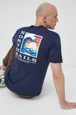 Bombažna kratka majica North Sails mornarsko modra barva - mornarsko modra. Lahkotna majica iz kolekcije North Sails. Model izdelan iz tanke