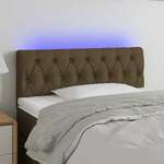 Greatstore LED posteljno vzglavje temno rjavo 90x7x78/88 cm blago