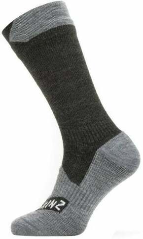 Sealskinz Waterproof All Weather Mid Length Sock Black/Grey Marl M Kolesarske nogavice