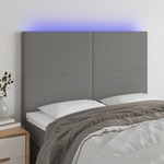 vidaXL LED posteljno vzglavje temno sivo 144x5x118/128 cm blago