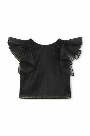 Otroška kratka majica Karl Lagerfeld črna barva - črna. Otroške kratka majica iz kolekcije Karl Lagerfeld. Model izdelan iz enobarvnega materiala.