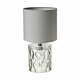 Svetlo siva steklena namizna svetilka s tekstilnim senčnikom (višina 29 cm) – Casa Selección