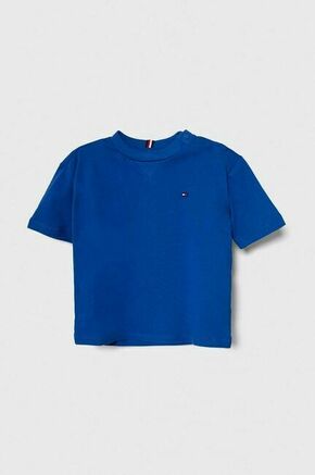 Otroška bombažna kratka majica Tommy Hilfiger - modra. Otroške lahkotna kratka majica iz kolekcije Tommy Hilfiger