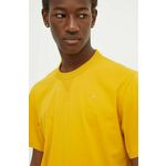Bombažna kratka majica G-Star Raw moški, bela barva - rumena. Kratka majica iz kolekcije G-Star Raw, izdelana iz visokokakovostne pletenine, ki je bila izdelana na trajnostni način. Model iz izjemno udobne bombažne tkanine.