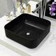 Keramični umivalnik kvadratne oblike črne barve 38x38x13,5 cm