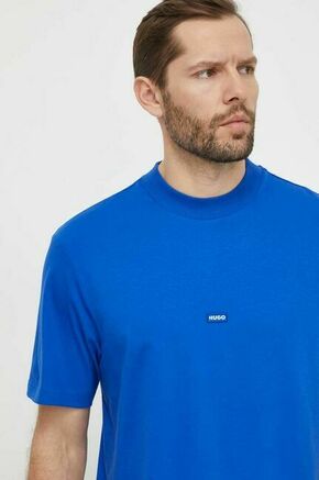 Bombažna kratka majica Hugo Blue moški - modra. Kratka majica iz kolekcije Hugo Blue