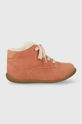 Otroški čevlji iz semiša Pom D'api STAND-UP DERBY FUR oranžna barva - oranžna. Zimski čevlji iz kolekcije Pom D'api. Podloženi model izdelan iz semiš usnja.