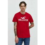 Bombažna kratka majica Hollister Co. moški, rdeča barva - rdeča. Kratka majica iz kolekcije Hollister Co. Izdelana iz pletenine z nalepko. Model iz izjemno udobne bombažne tkanine.