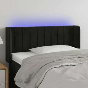 VidaXL LED posteljno vzglavje črno 93x16x78/88 cm žamet