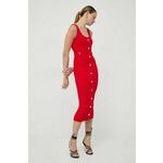 Obleka MICHAEL Michael Kors rdeča barva - rdeča. Obleka iz kolekcije MICHAEL Michael Kors. Model izdelan iz enobarvne pletenine. Model iz izjemno udobne tkanine z visoko vsebnostjo viskoze.