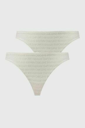 Spodnjice Emporio Armani Underwear 2-pack bež barva - bež. Spodnjice iz kolekcije Emporio Armani Underwear. Model izdelan iz čipkastega materiala. V kompletu sta dva para.