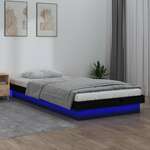 vidaXL LED posteljni okvir črn 75x190 cm 2FT6 trden les