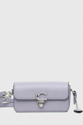 Usnjena torbica Coach Studio Baguette vijolična barva - vijolična. Majhna torbica iz kolekcije Coach. Model na zapenjanje