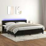 Greatstore Box spring postelja z vzmetnico LED črna 200x200 cm žamet