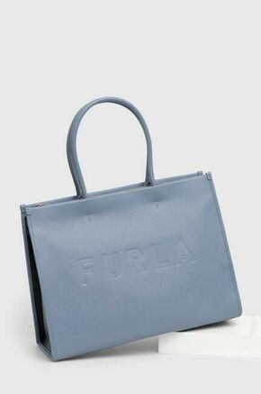 Torbica Furla - modra. Velika torbica iz kolekcije Furla. Model na zapenjanje