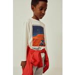 Otroška bombažna majica z dolgimi rokavi zippy bež barva - bež. Otroške Majica z dolgimi rokavi iz kolekcije zippy. Model izdelan iz pletenine s potiskom.