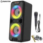 Manta SPK816 prenosni zvočnik, karaoke zvočni sistem, vgrajena baterija, Bluetooth 5.0, Disco LED lučke, črn (MAN-SPK816)