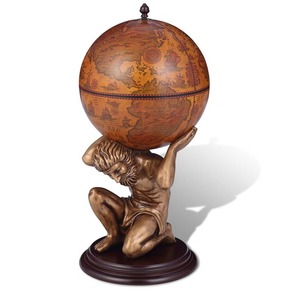 Globus z barom / stojalo za vino Atlas dizajn 42x42x85 cm